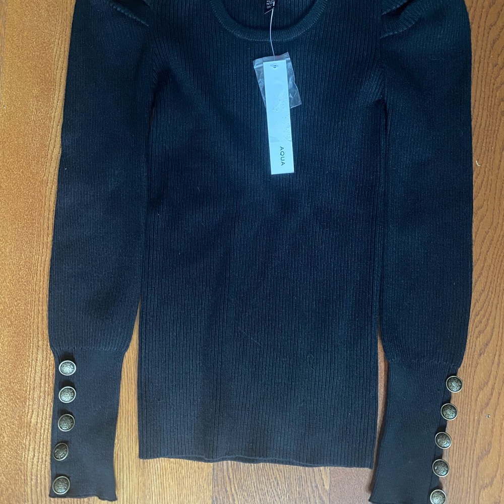 Black Sweater with Gold Buttons